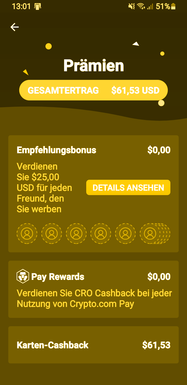 Crypto.com Rewards Praemien Cashback Kreditkarte 1